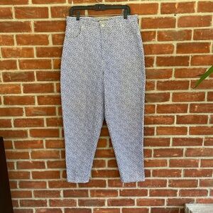 Vintage blue tiny floral print high rise mom jean